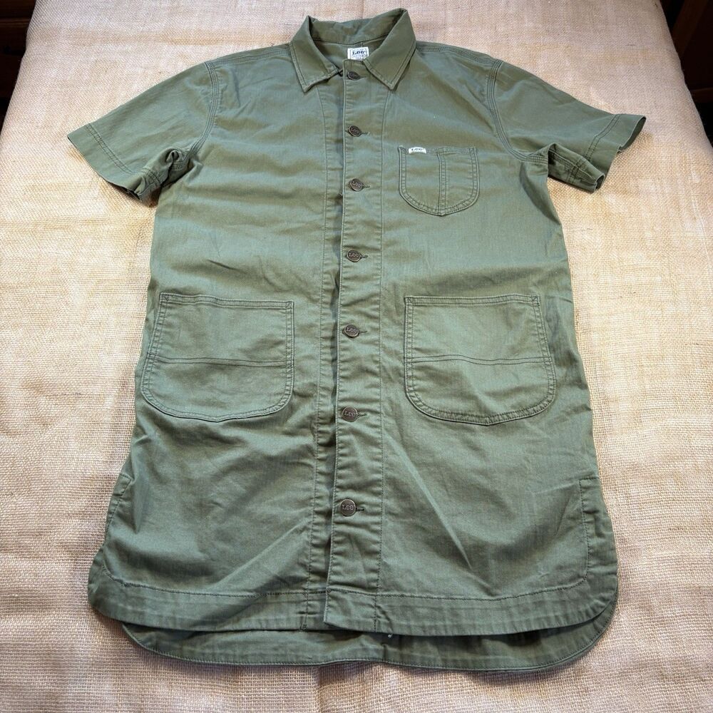 LEE Workwear Woman's Retro Heritage Utility Dress Green Button Up Size Small